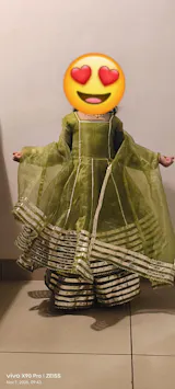 Pre Order: Green Anarkali with Duppatta and Gota Detailing