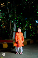 Pre Order: Embroidered Angrakha Style Orange Kurta With Lace Work Dhoti