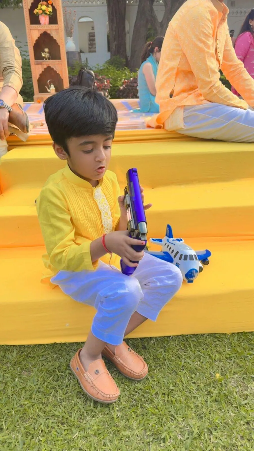 Pre Order: Yellow Embroidered Pin Tuck Detailed Kurta With Pyjama