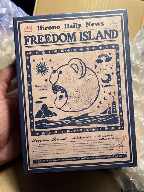 POP MART Hirono Freedom Island Series Plush Doll Hanging Card, UK Exclusive