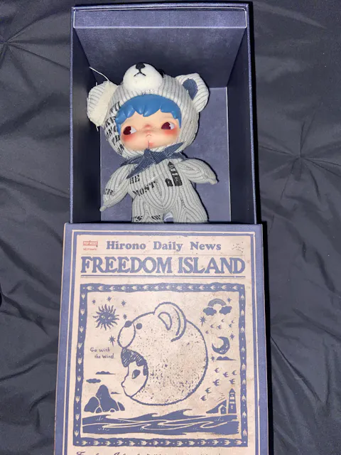 POP MART Hirono Freedom Island Series Plush Doll Hanging Card, UK Exclusive