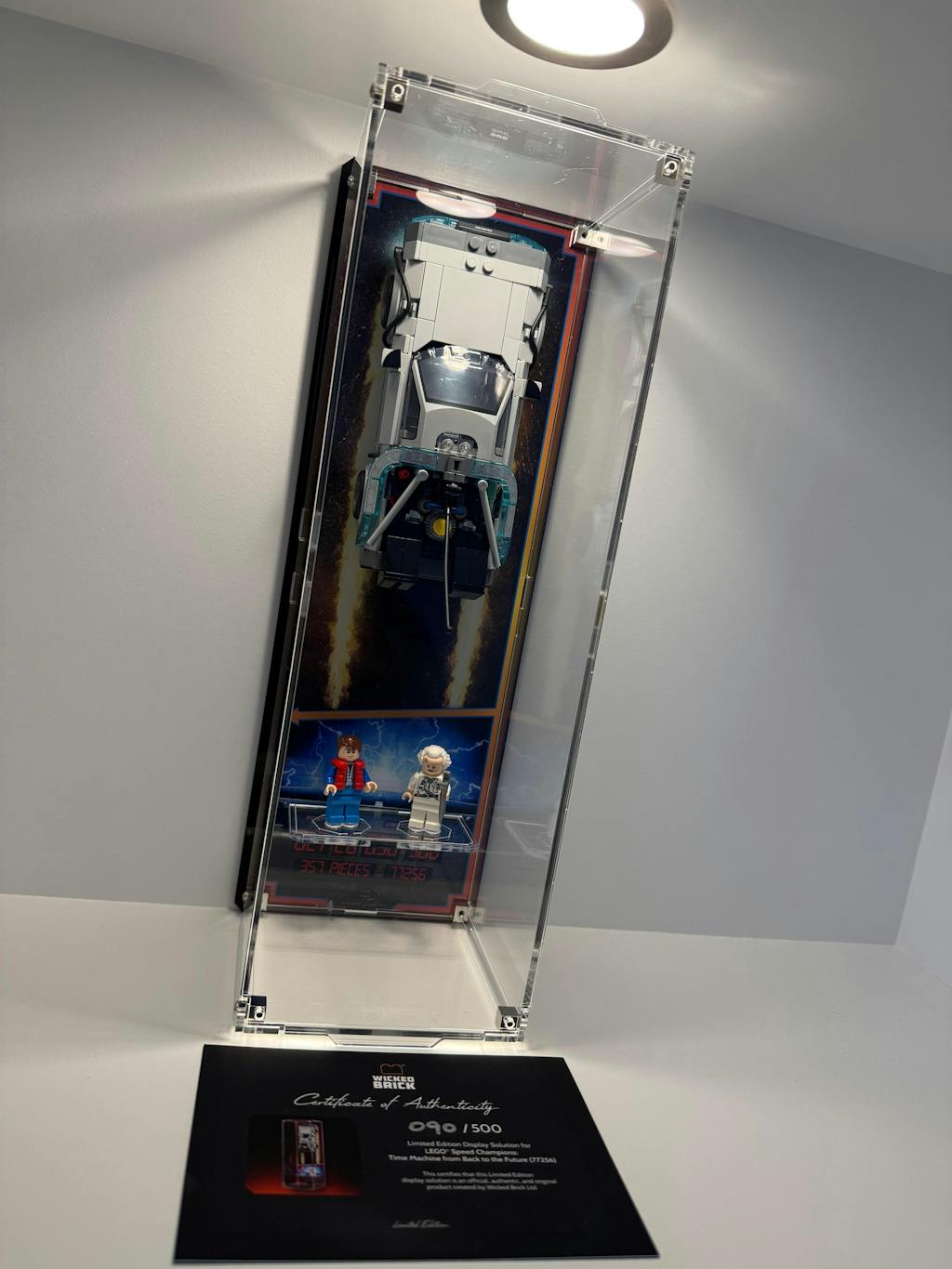 Limited Edition Wall Mounted Display Case for LEGO® Speed Champions: Time Machine from Back to the Future (77256)