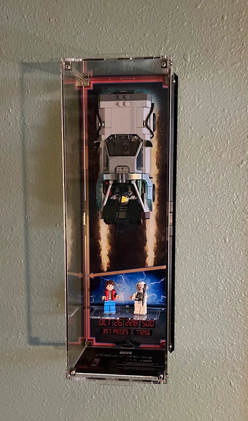 Limited Edition Wall Mounted Display Case for LEGO® Speed Champions: Time Machine from Back to the Future (77256)