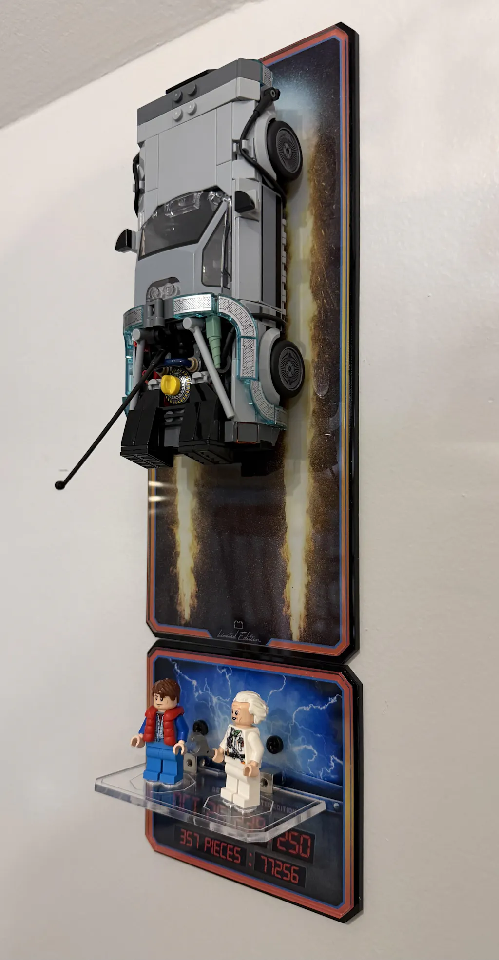 Limited Edition Wall Mounted Display Stand for LEGO® Speed Champions: Time Machine from Back to the Future (77256)