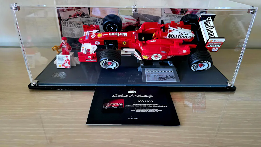Limited Edition Display Case for LEGO® Icons: Ferrari F2004 & Michael Schumacher (11375)