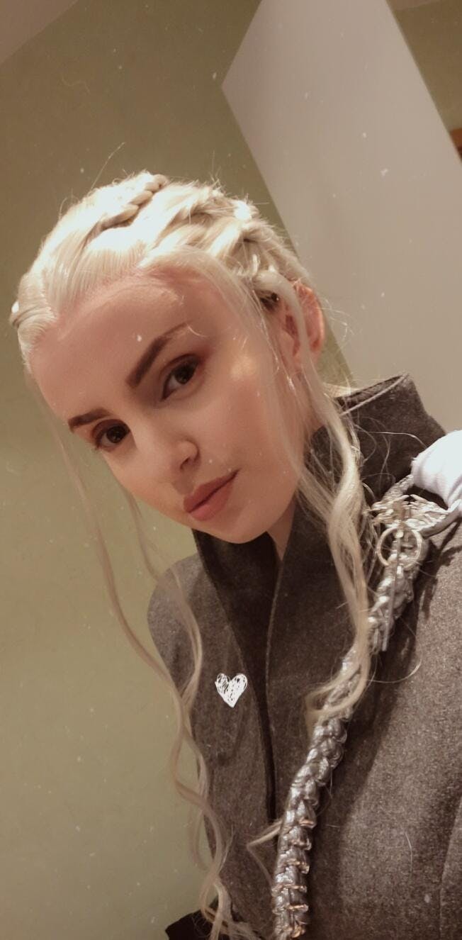 Daenerys Targaryen Light Ash Blonde Braided Lace Front Synthetic