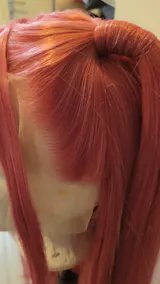 KPop Demon Hunters Mira Yaki Hot Pink Braided 13" x 6" Lace Top Synthetic Wig LF2513