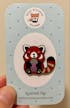 Red Panda Drinking Bubble Tea Enamel Pin. Gift for Boba Lovers
