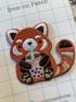 Bubble Tea Red Panda Embroidered Iron-On Patch