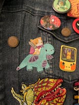 Cat Riding Dragon Embroidered Iron-On Patch