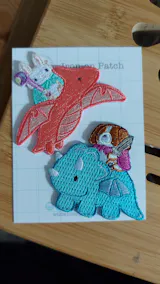 Bunny Mage Riding Dragon Embroidered Iron-On Patch