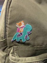 Cat Riding Dragon Embroidered Iron-On Patch