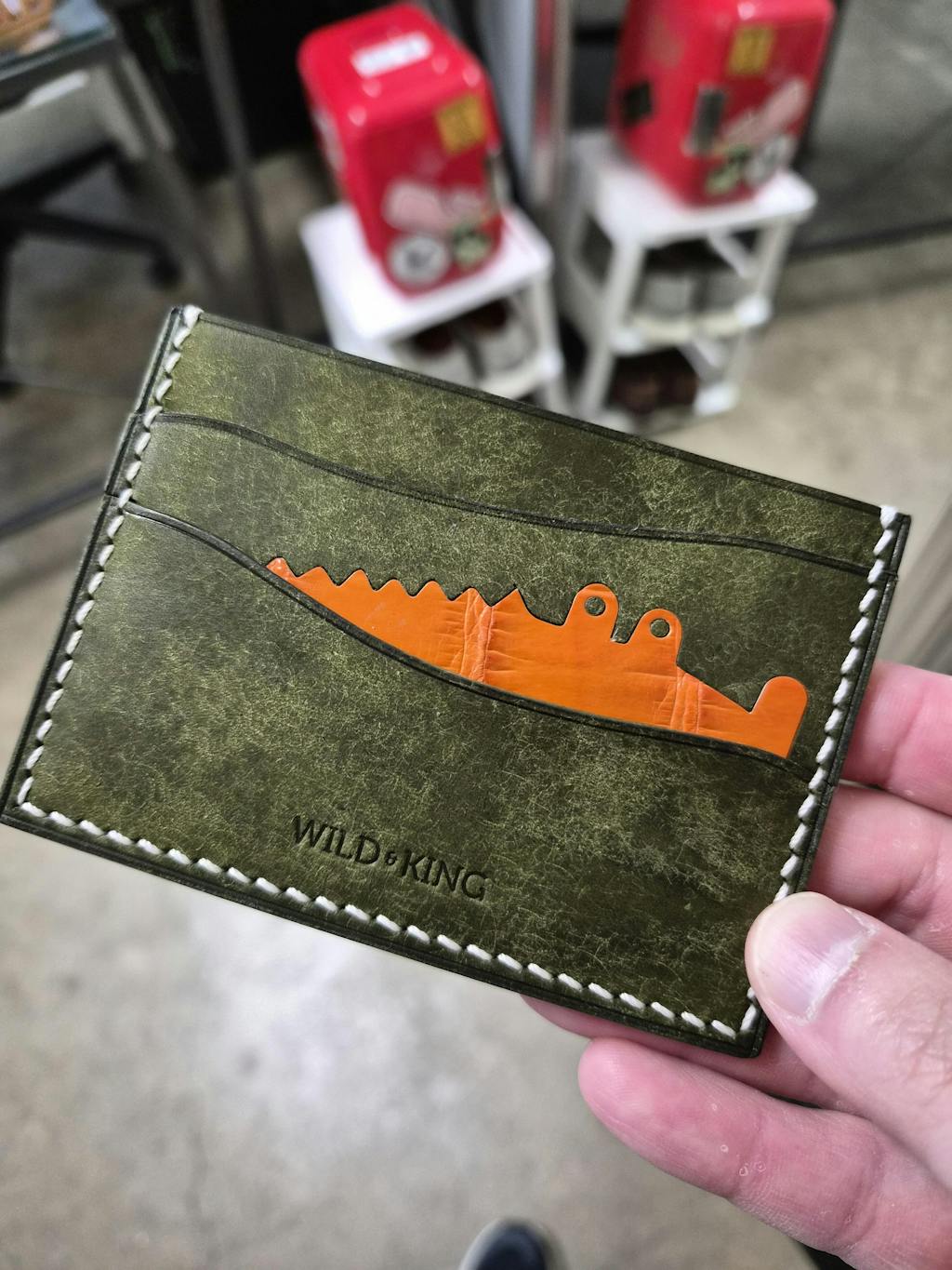 Minimalist Green Pueblo Leather Card Holder - Stupid Alligator