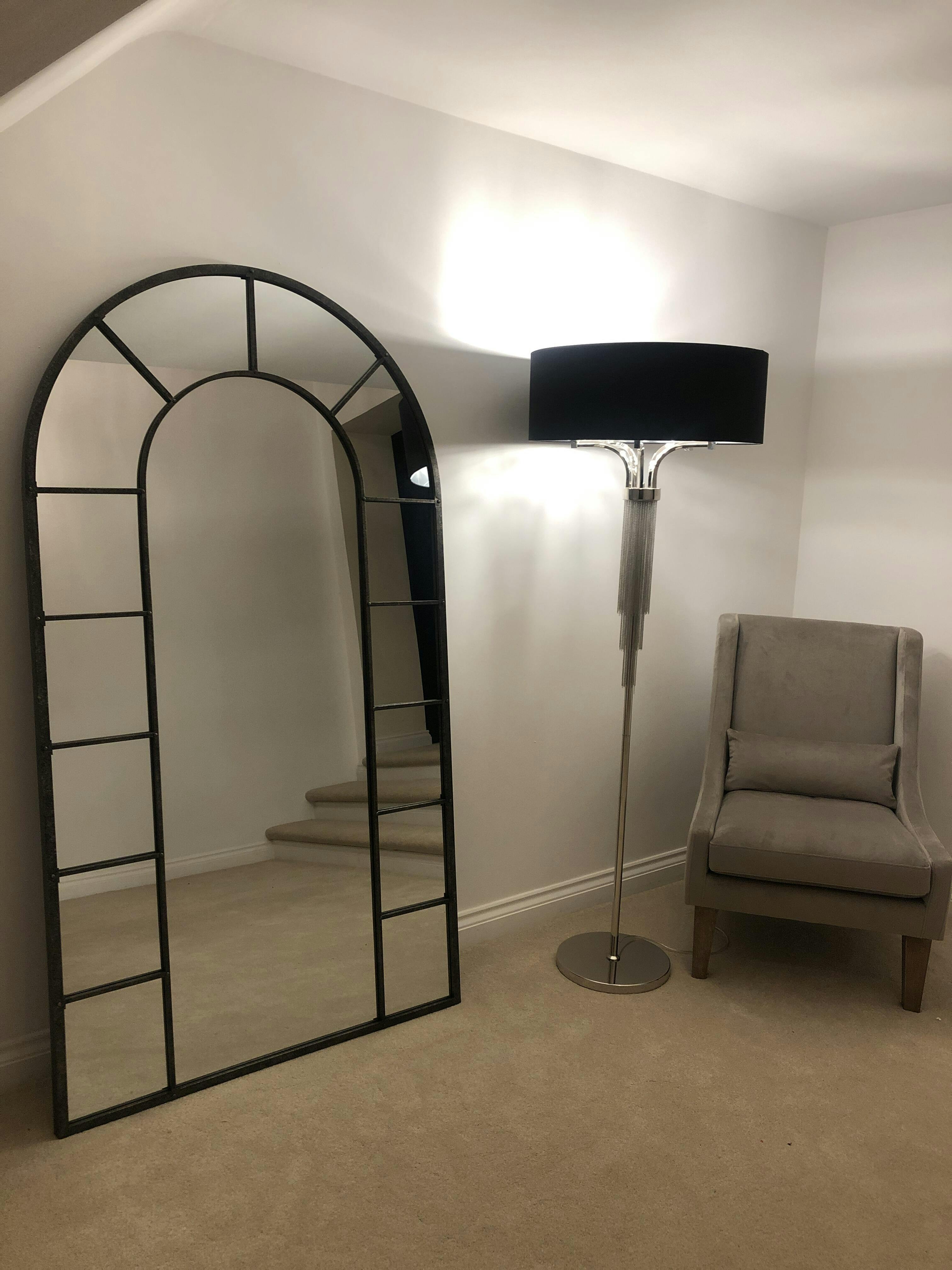 Crushed Black Arched Full Length Metal Mirror 71" x 40" Chicago