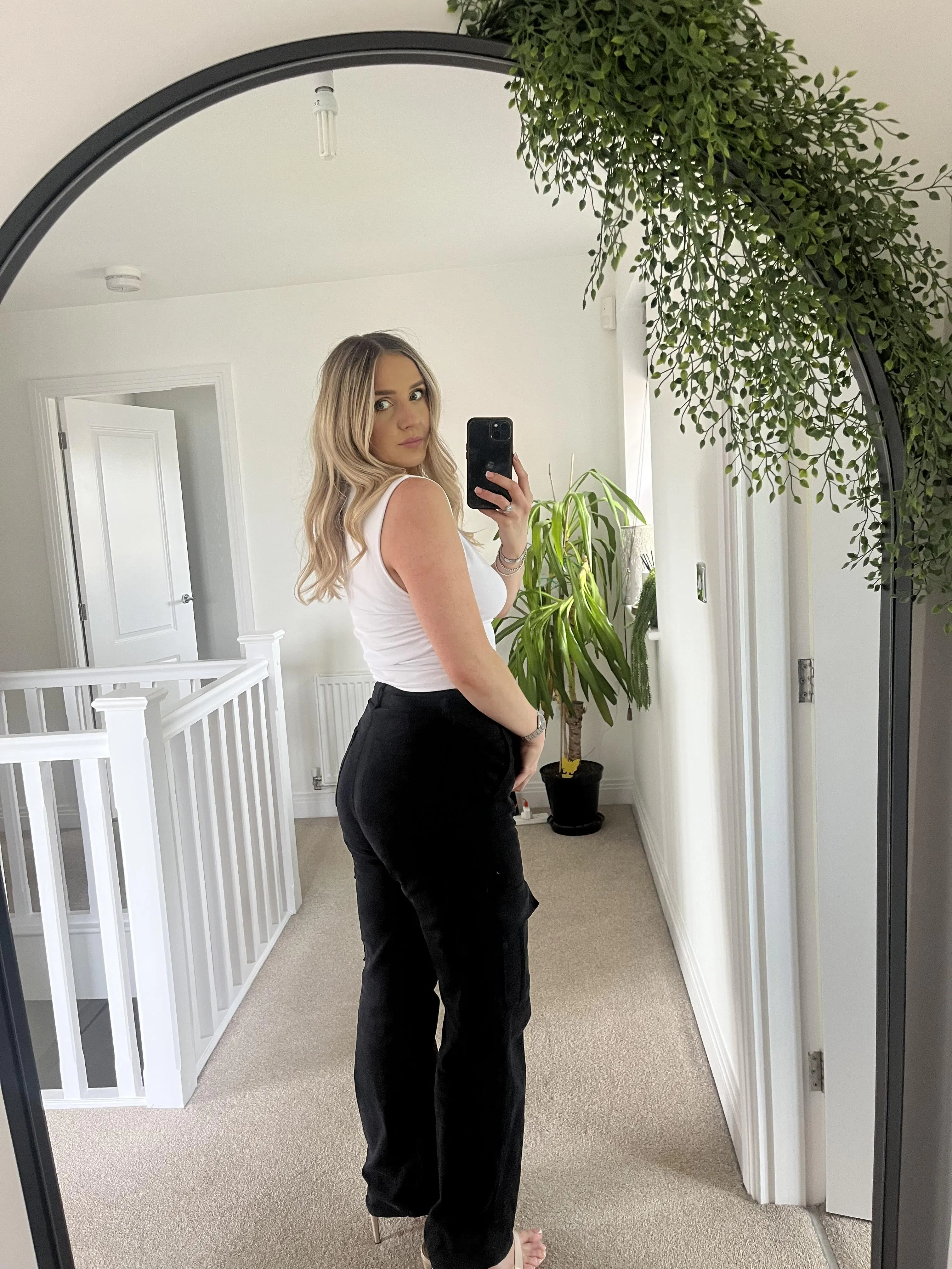 Black Industrial Arched Metal Full Length Mirror 67" x 32" Arcus