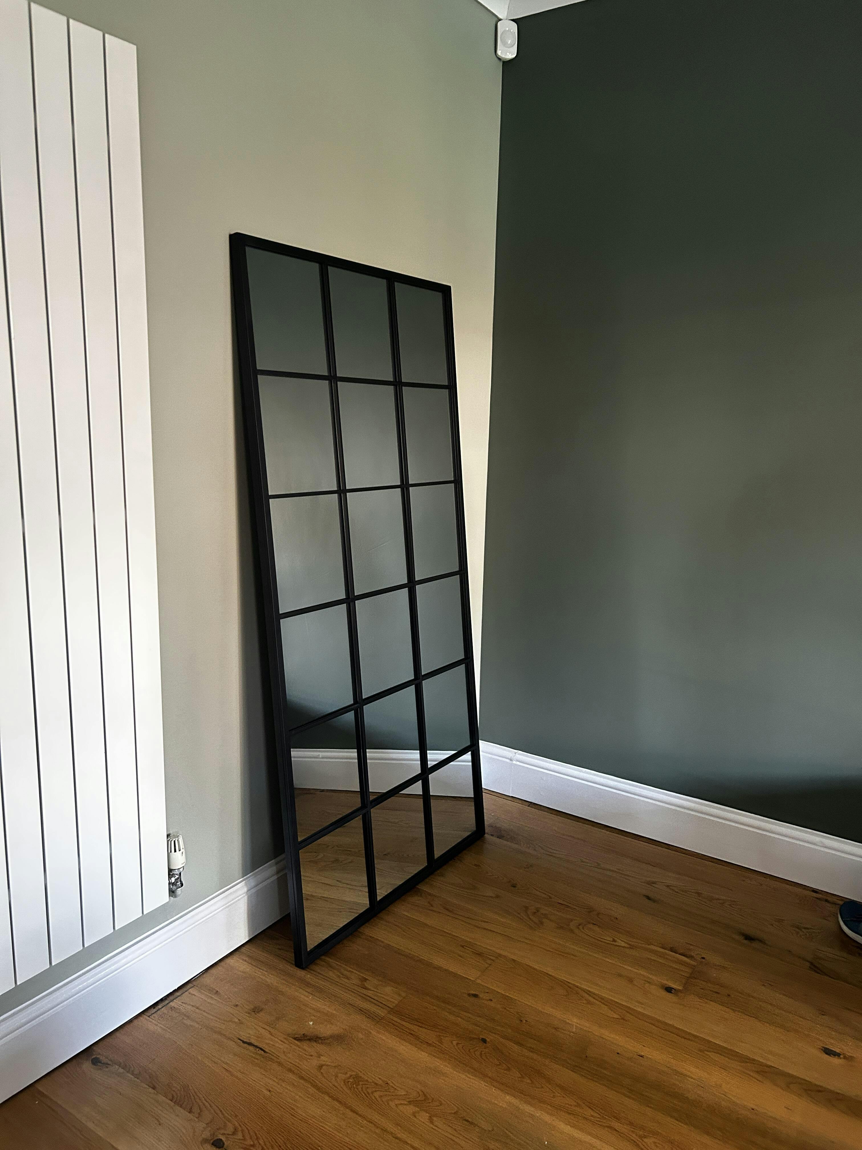 Black Industrial Full Length Metal Window Mirror 72" x 36" Brooklyn