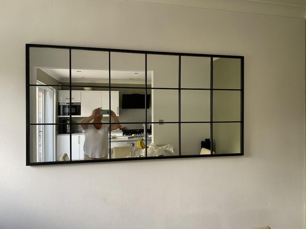 Black Industrial Full Length Metal Window Mirror 72" x 36" Brooklyn