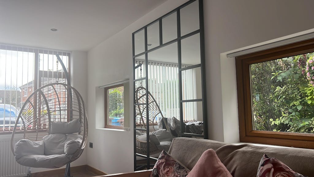 Black Industrial Full Length Metal Window Mirror 71" x 47" Camden