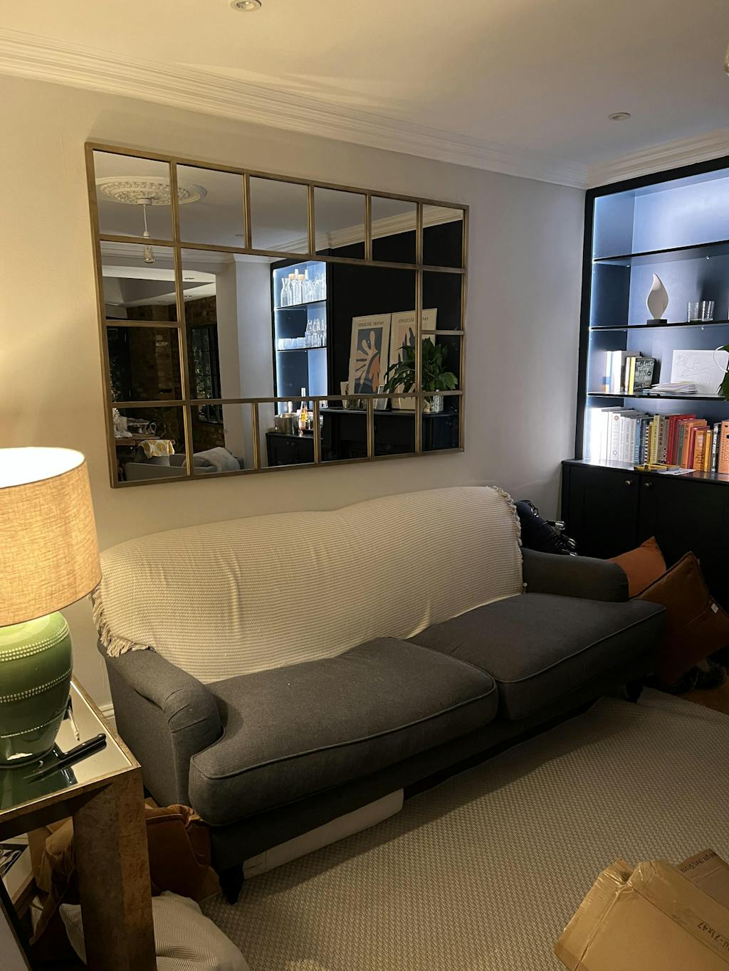 Gold Industrial Full Length Window Mirror 179cm x 119cm Camden