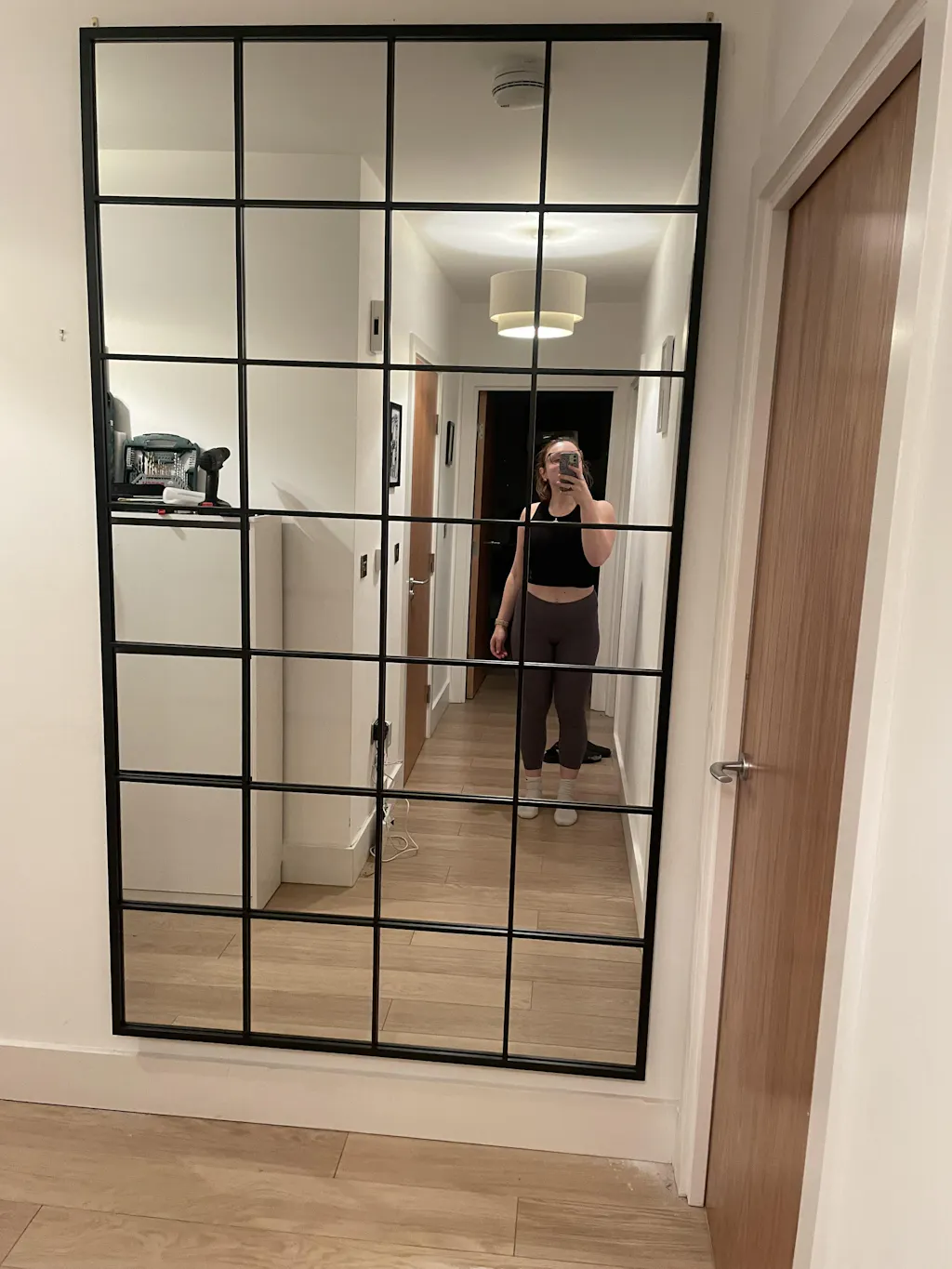 Kyō - Full Length Black Metal Rectangle Lattice Window Mirror - 200cm x 120cm
