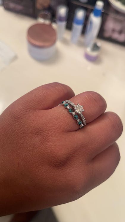 Turquoise Band, 14k Rose Gold Ring, shops December Birthstone, Half Eternity Band, Engagement &Birthday Band, Antique Unique Wedding Ring for Her