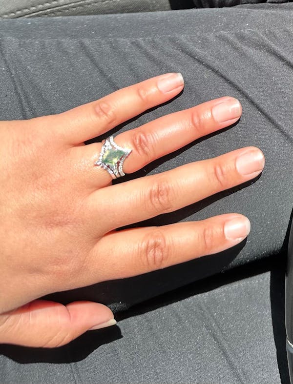 8x11mm kite cut green moss agate ring vintage moss agate engagement ring set solid 14k white gold art deco moissanite wedding ring set women