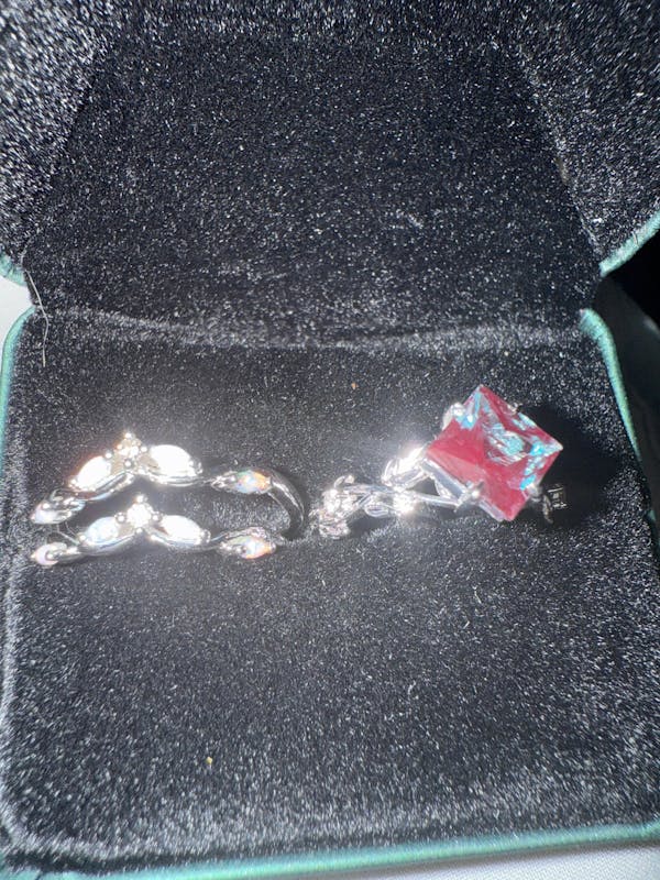 Princess cut Alexandrite engagement ring set 14k white gold five stone leaf branch Nature inspired ring diamond bridal ring set women gift