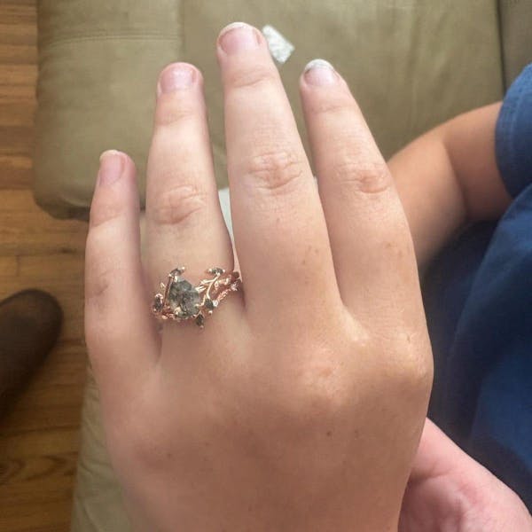 Vintage pear cut green moss agate engagement ring rose gold art deco cluster leaf nature inspired bridal promise wedding ring set women