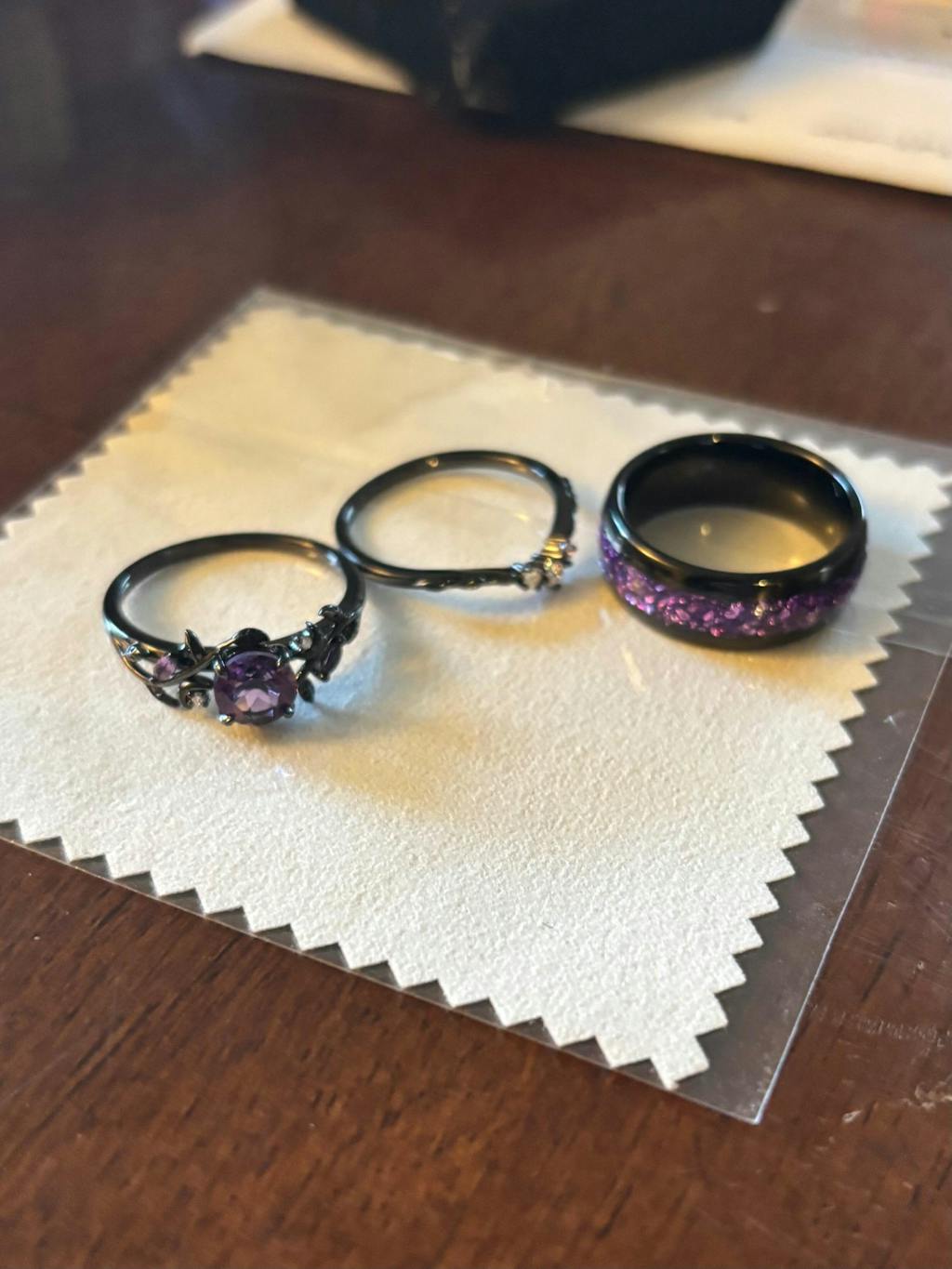 Twig Leaf Celestial Moon Round Amethsyt Bridal Set & Tungsten Amethyst Men Wedding Band Enchanting Couple Ring Set