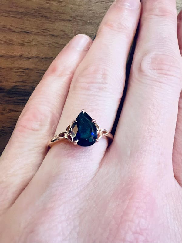 Pear shaped sapphire engagement ring set white gold solitaire unique vintage engagement ring moissanite ring women norse viking ring jewelry