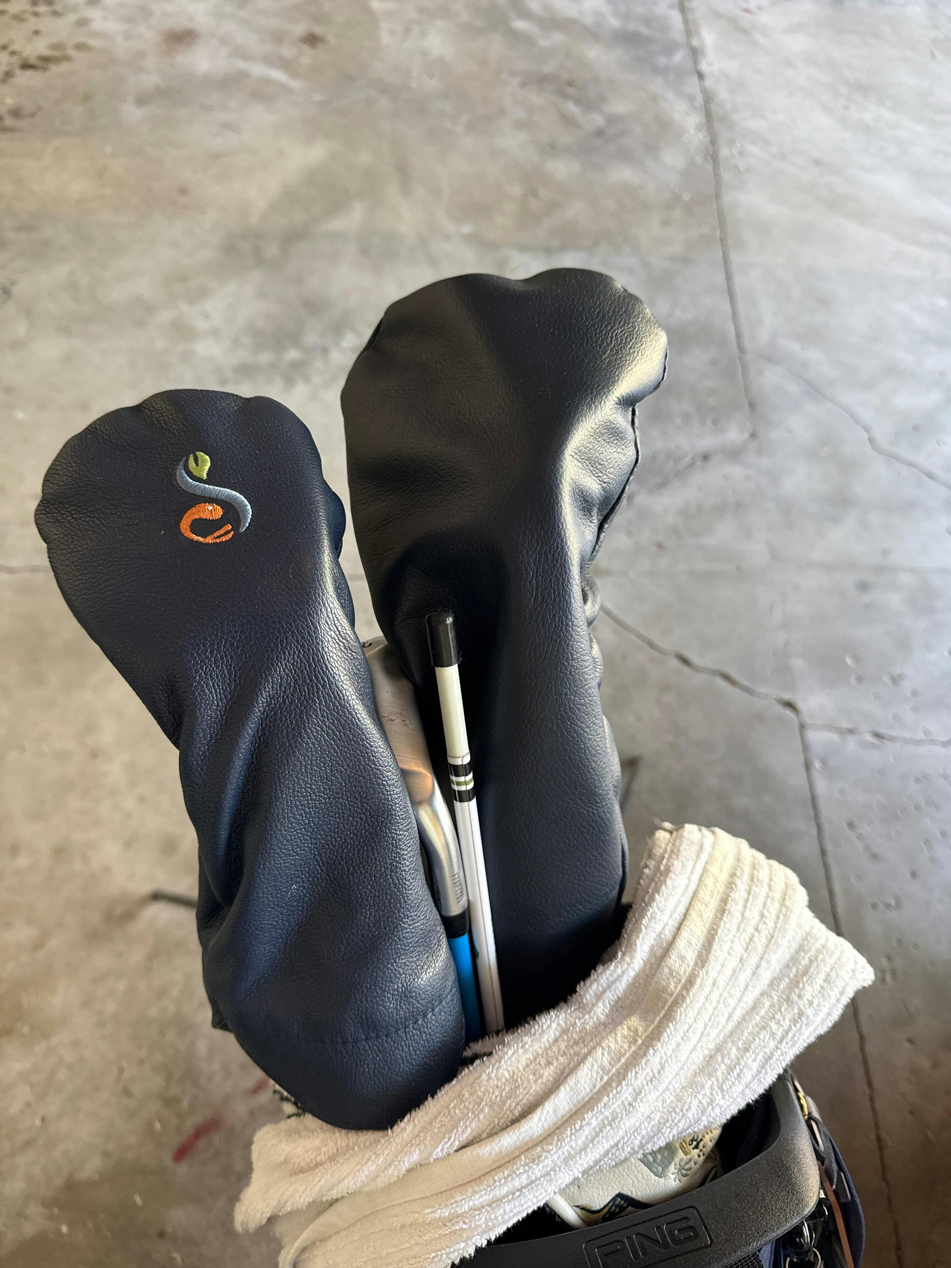 Solid Navy Leather Headcovers | Winston Collection