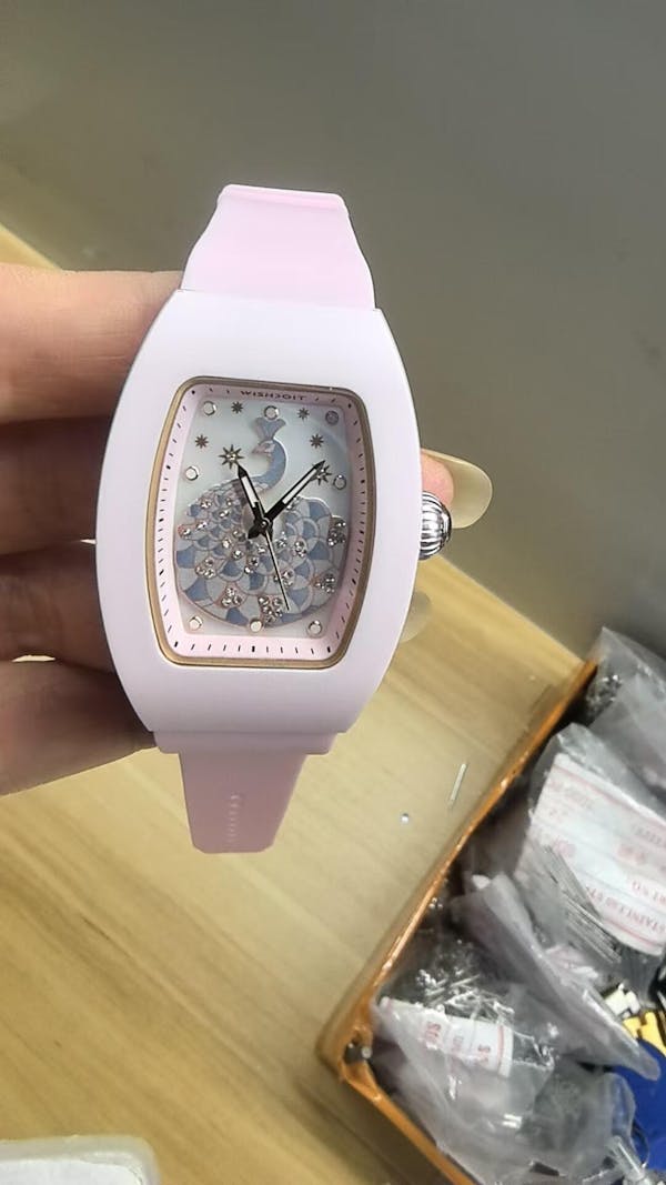 Peacock Plume Women's Quartz Watch - Ceramic Tonneau with 3D Peacock Dial