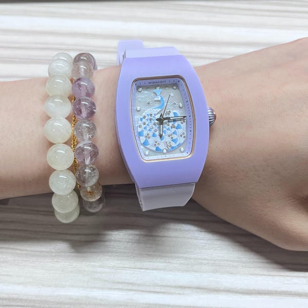 Peacock Plume Women's Quartz Watch - Ceramic Tonneau with 3D Peacock Dial