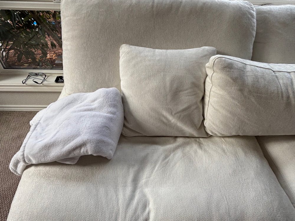 Deluxe Slope Cloud Sectional Sofas | 4-Piece Linen White L-Shaped Sectionals 120" Adjustable Backrest Pillows 3-seater