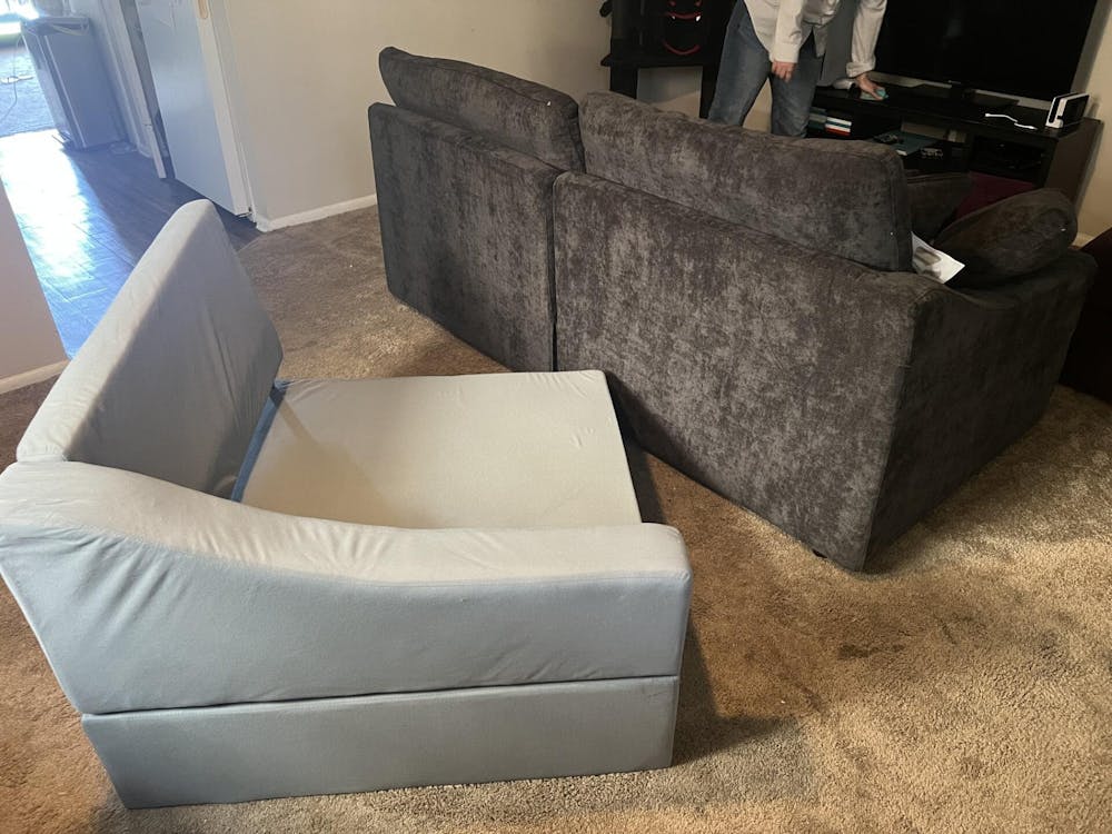 Deluxe Slope Cloud Sectional Sofas | 4-Piece Linen Black Couch Sectionals 120" Adjustable Backrest Pillows 3-seater