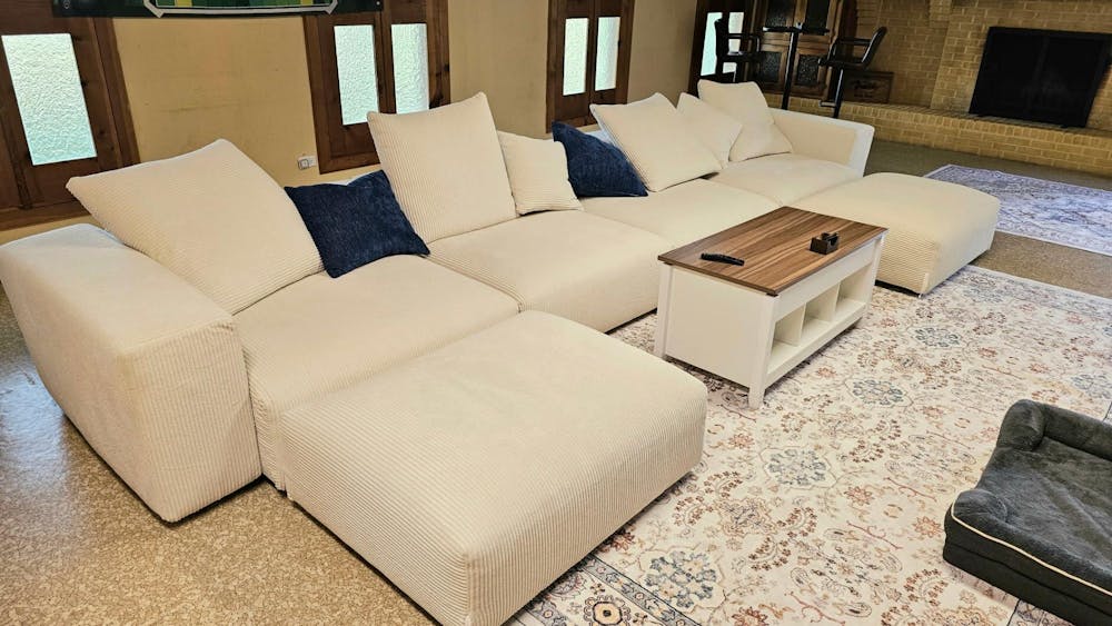 Matrix Modern Modular Sofas | 6-Piece Beige Corduroy U-Shaped Sectionals 4-seater