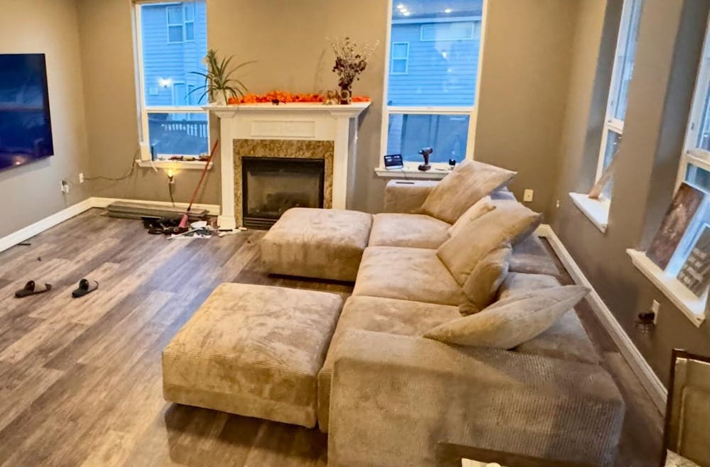 Matrix Modern Modular Sofas | 5-Piece Brown Corduroy U-Shaped Sectionals 3-seater