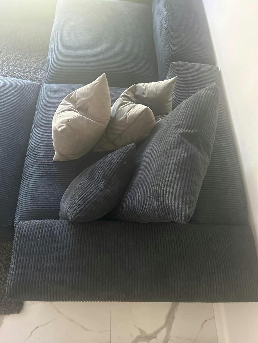 Matrix Modern Modular Sofas | 5-Piece Black Corduroy V-Shaped Sectionals 4-seater