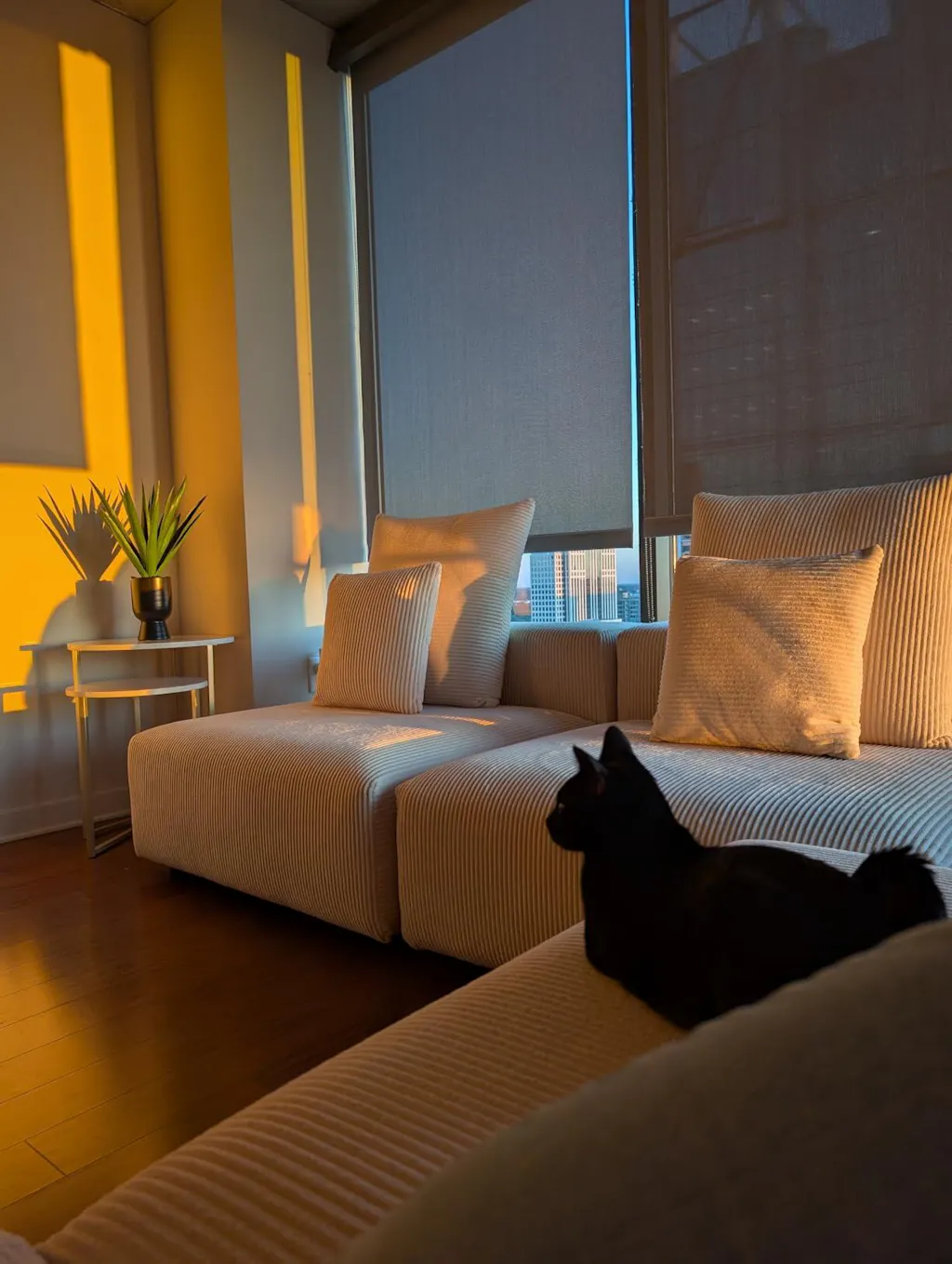 Matrix 4-Seater Beige Washable V-Shaped Sectional | 5-Piece (includes 1 Ottoman), Corduroy Fabric, Modular Design