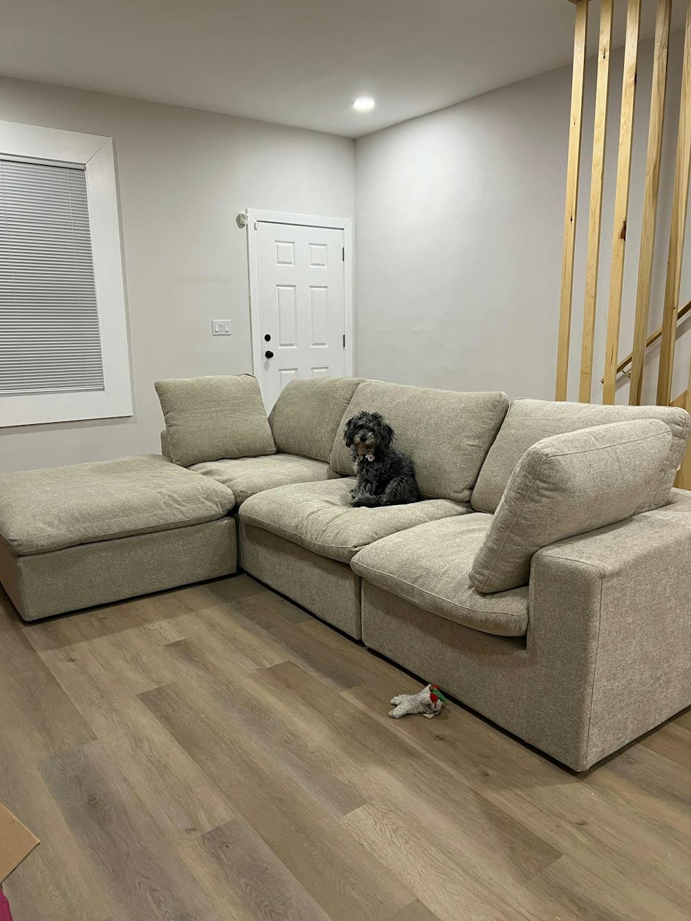 Deluxe Premium Cloud Sectional Sofas | 4-Piece Cotton and Linen Khaki L-Shaped Sectionals 120" Cloud-Like Comfort 3-seater