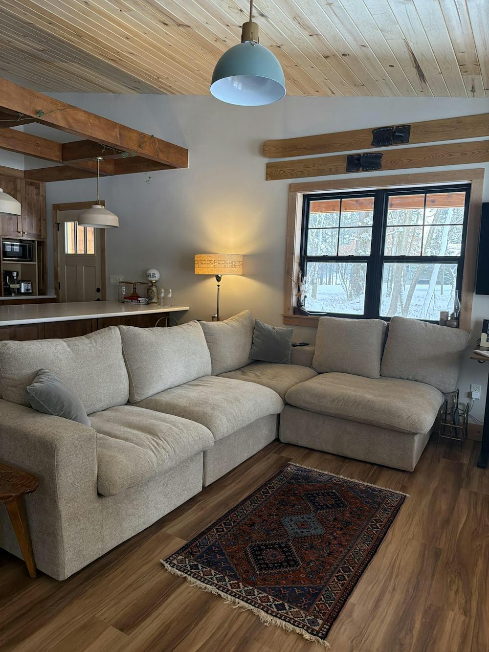 Deluxe Premium Cloud Sectional Sofas | 4-Piece Cotton and Linen Khaki L-Shaped Sectionals 120" Cloud-Like Comfort 3-Seater