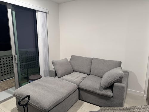 Deluxe Premium Cloud Sectional Sofas | 3-Piece Cotton and Linen Light Grey Chaise Sectionals 80" Flexible Armrest Pillows 2-Seater