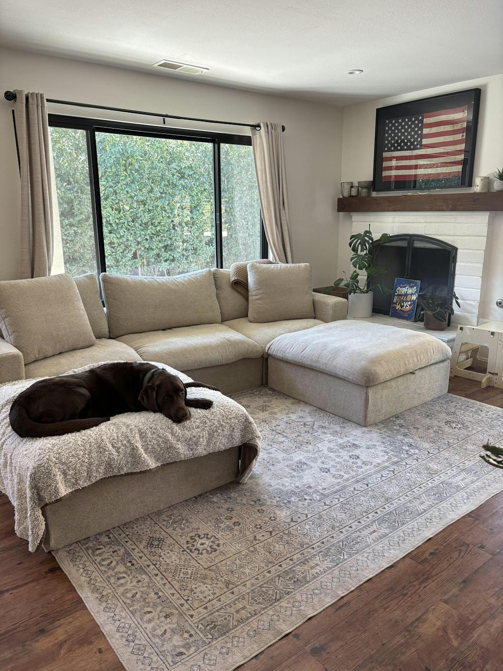 Deluxe Premium Cloud Sectional Sofas | 5-Piece Cotton and Linen Khaki U-shaped Sectionals 120" Removable & Washable Covers 3-Seater