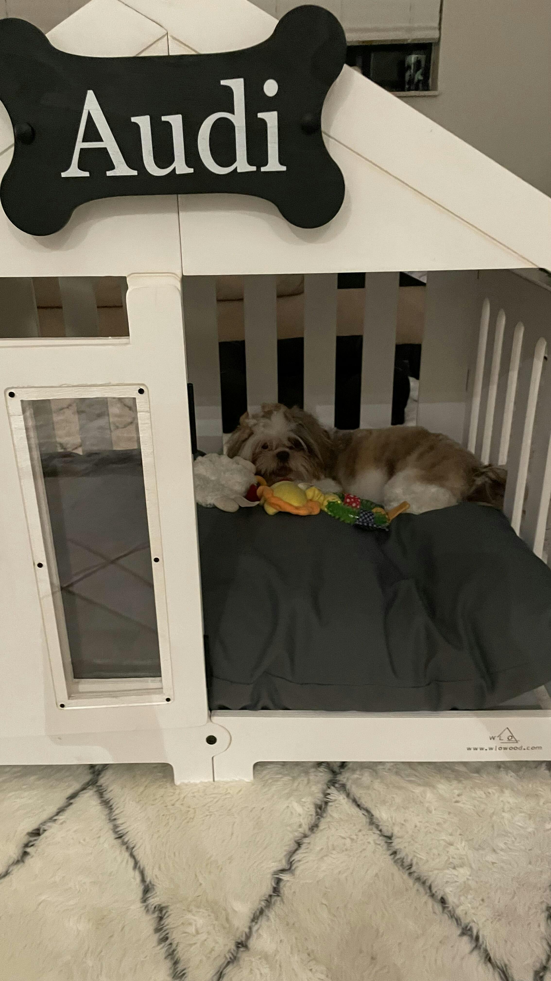 White & Gray Gabled Modern Dog Crate, Dog Bed, Dog Crate, Dog Kennel