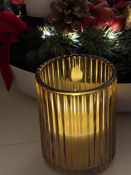 LED Kerze im Glas "Aurora Amber" 11cm Braun 1 oder 2er Set