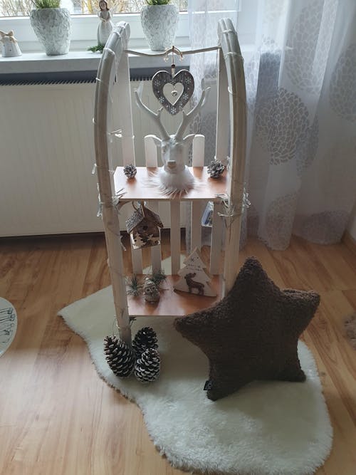 Deko Kissen "Curly Star“ Stern Creme Braun Sand 40cm