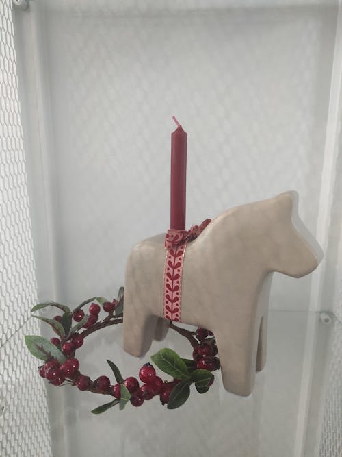 Kerzenhalter Dalapferd "Vinterlys" für Baumkerzen Keramik grau