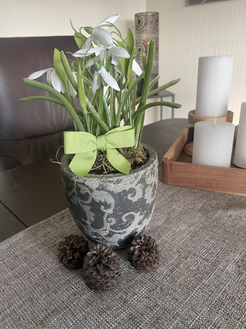 Blume Topf "White Kiss" Schneeglöckchen künstlich weiß 22cm