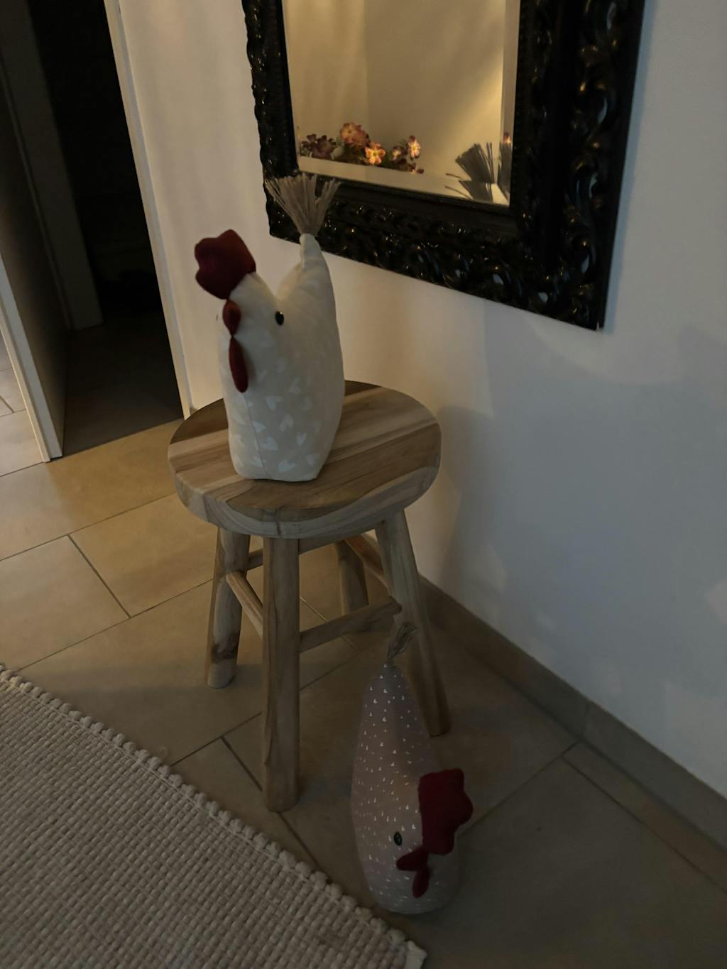 Deko Huhn Türstopper "Emma, Frieda & Lotte" Textil 3 Farben 26cm