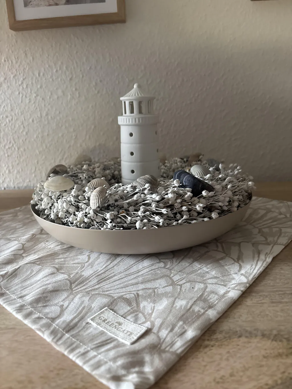 Tablett Schale "Nola Sand" Metall Beige Ø30cm